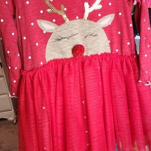 Mud Pie Festive Red Dress with Gold and White Accents